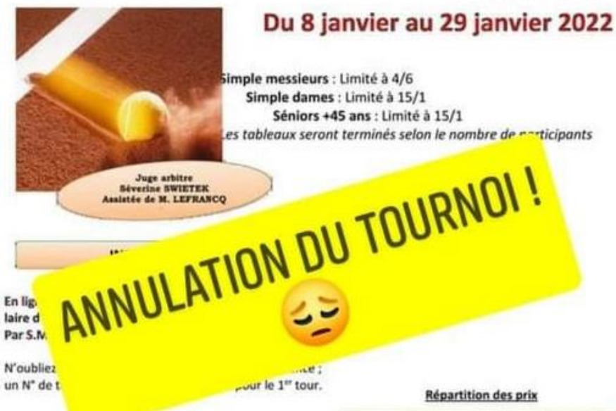Le Tournoi Open de tennis 2022 à Aulnoye-Aymeries, annulé